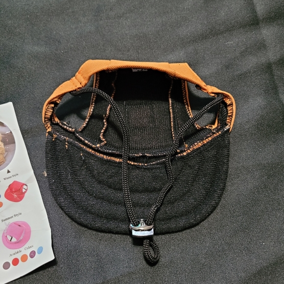 Cute NEW Tailup Orange Dog or Cat Cap~Hat~Medium~Adjustable Tie Hat - Picture 4 of 5